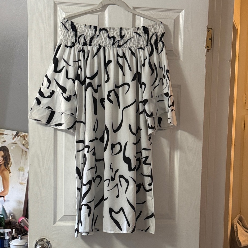 Off the shoulder silk mini dress